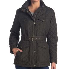 Moss Belted Diamond Quilted Hooded Jacket